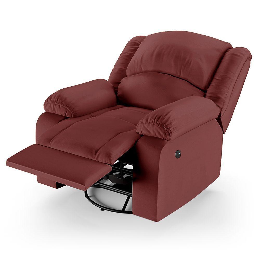 Poltrona Do Papai Reclinável Melim Glider Giratória Usb Sintético Pu Fh1 - D'rossi Cor Vermelho - 2