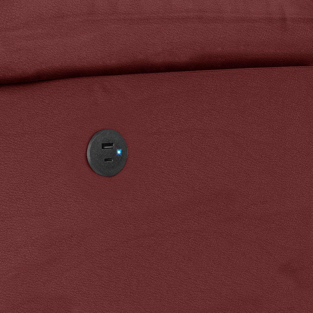 Poltrona Do Papai Reclinável Melim Glider Giratória Usb Sintético Pu Fh1 - D'rossi Cor Vermelho - 5