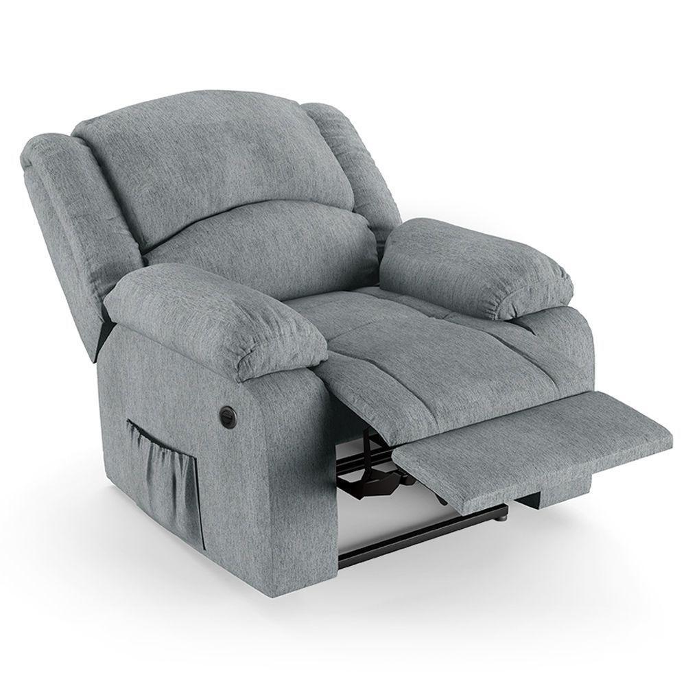 Poltrona Do Papai Reclinável Melim Power Elétrica Massagem Linho Cinza Fh1 - D'rossi - 2