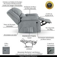 Poltrona Do Papai Reclinável Melim Power Elétrica Massagem Linho Cinza Fh1 - D'rossi - 6