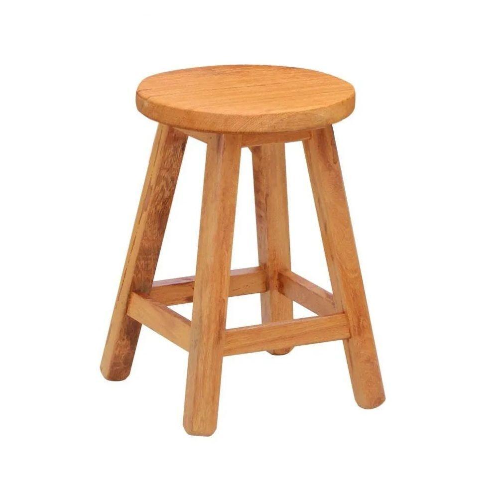 Banqueta Baixa Sem Encosto Madeira Maciça Natural - 1