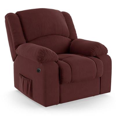 Poltrona Do Papai Reclinável Melim Power Elétrica Massagem Veludo Fh1 - D'rossi Cor Vinho