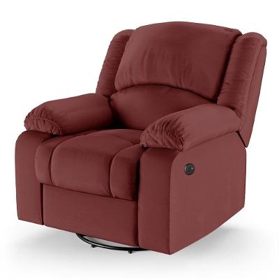 Poltrona Do Papai Reclinável Melim Glider Giratória Usb Pu Vermelho Fh1 - D'rossi