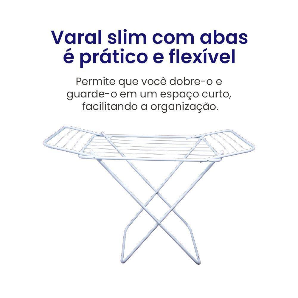 Varal De Chão Com Abas Retrátil Dobrável Reforçado Branco 152 Cm - Gudim - 3