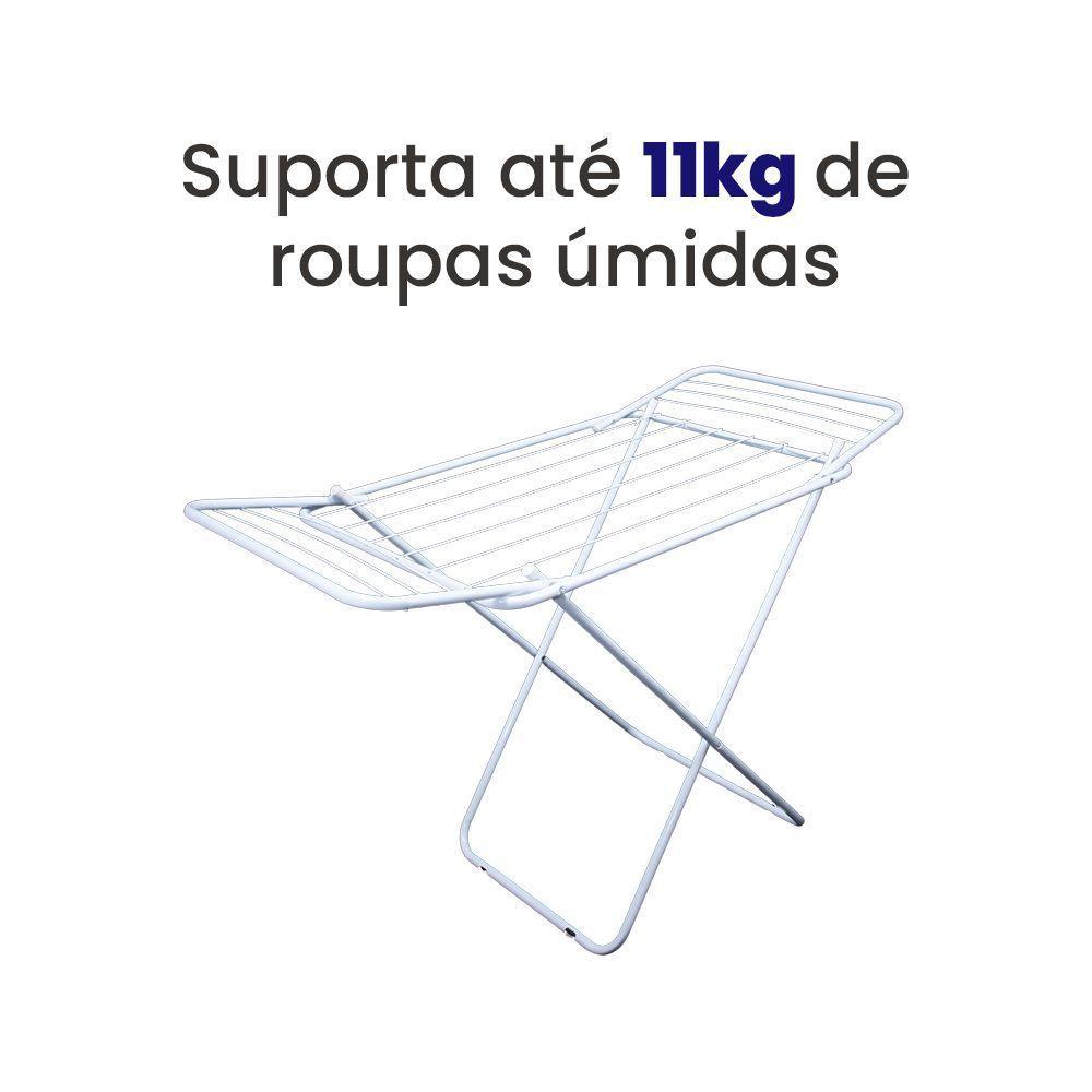 Varal De Chão Com Abas Retrátil Dobrável Reforçado Branco 152 Cm - Gudim - 4