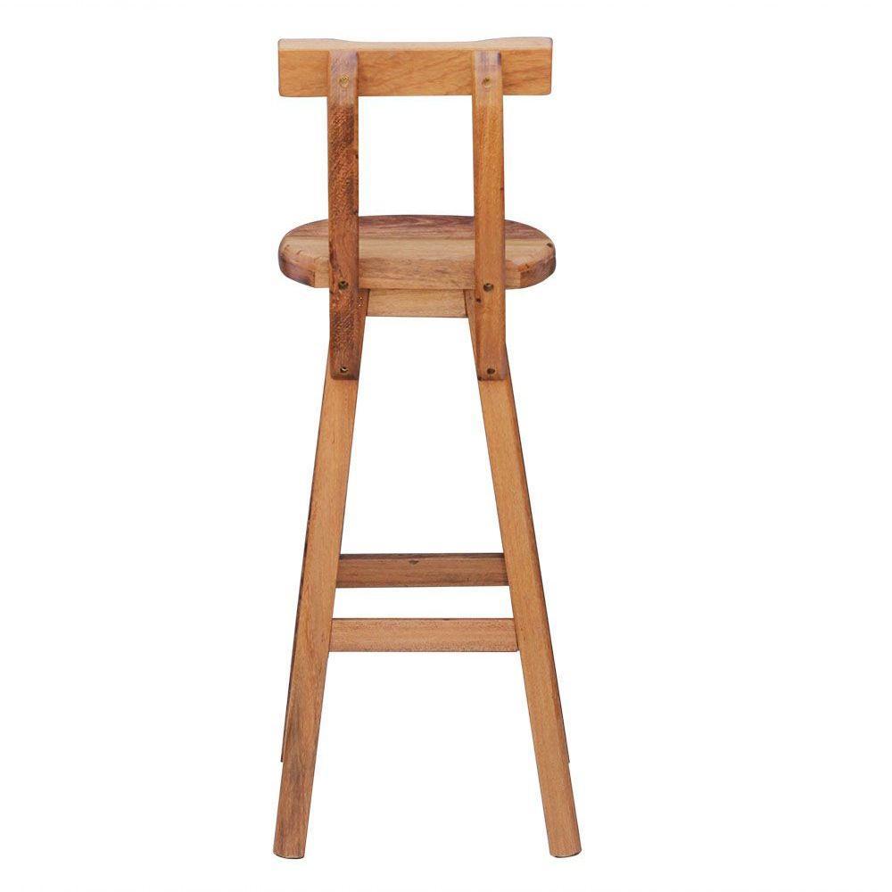 Kit 2 Banquetas Alta Com Encosto Madeira Maciça - Natural - 3