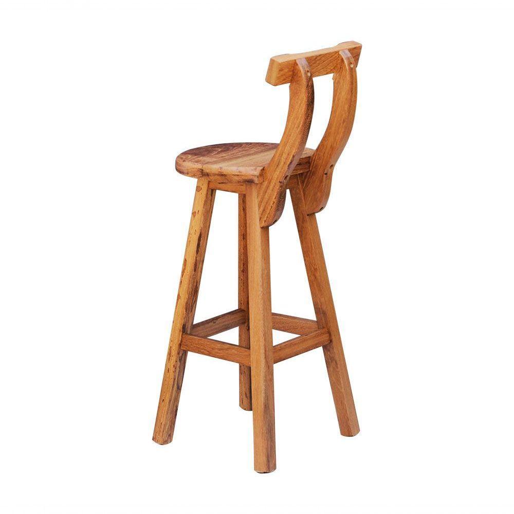 Kit 2 Banquetas Alta Com Encosto Madeira Maciça - Natural - 4