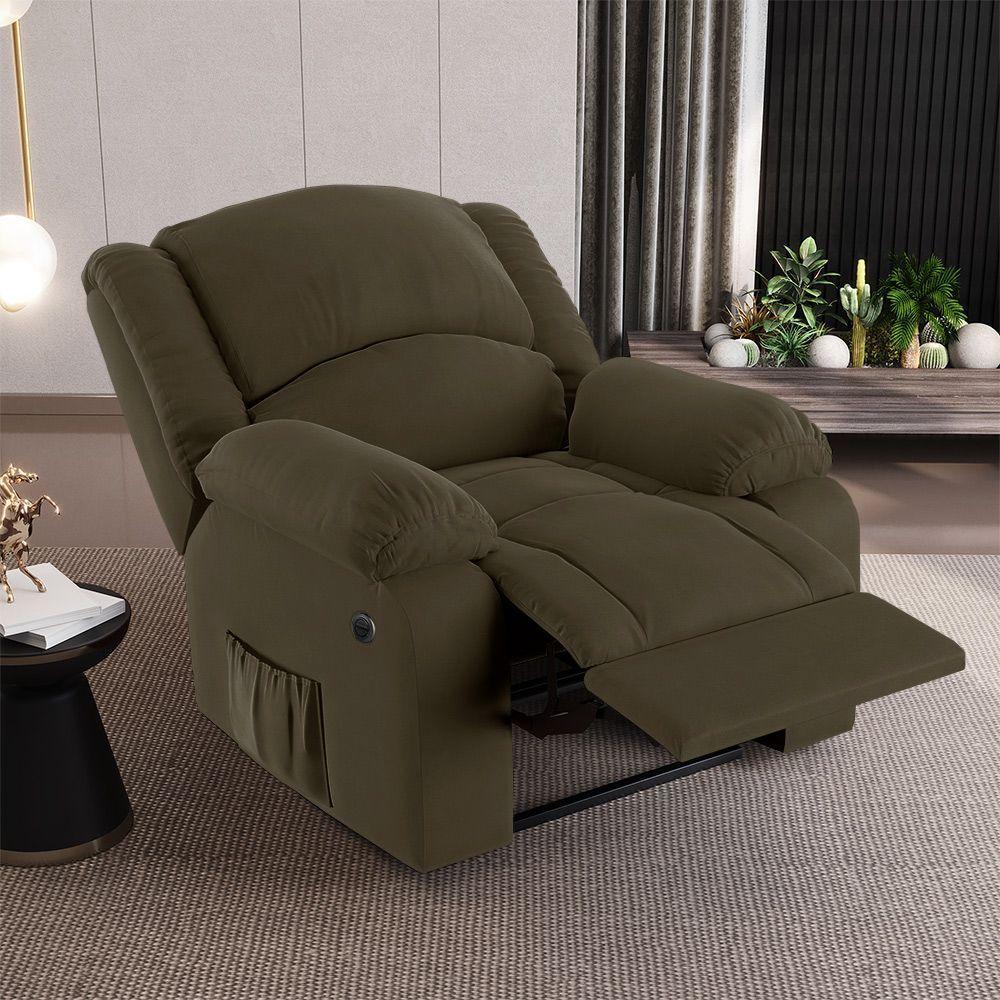 Poltrona Do Papai Reclinável Melim Power Elétrica Massagem Veludo Fh1 - D'rossi Cor Capuccino - 8