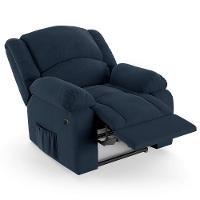 Poltrona Do Papai Reclinável Melim Power Elétrica Massagem Veludo Fh1 - D'rossi Cor Azul