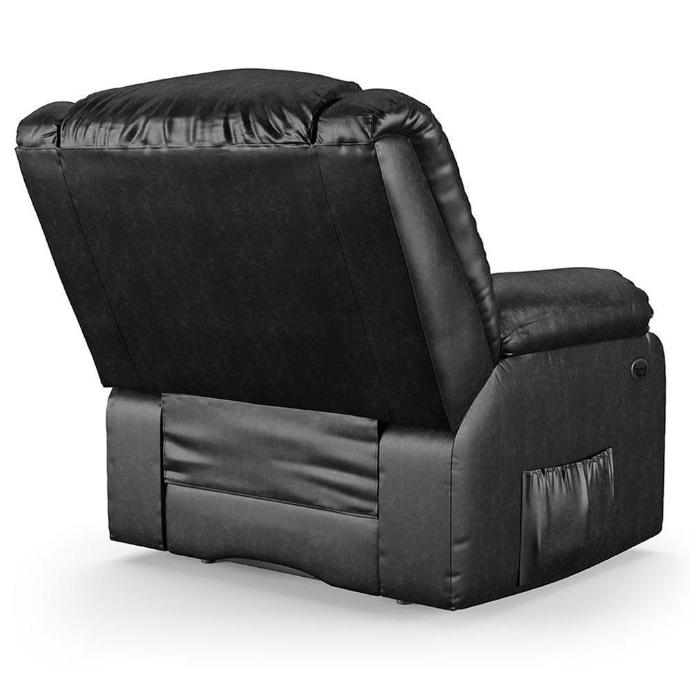 Poltrona Do Papai Reclinável Melim Power Elétrica Pu Brilho Fh1 - D'rossi Cor Preto - 5