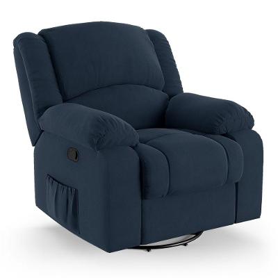 Poltrona Do Papai Reclinável Melim Glider Giratória Massagem Veludo Fh1 - D'rossi Cor Azul