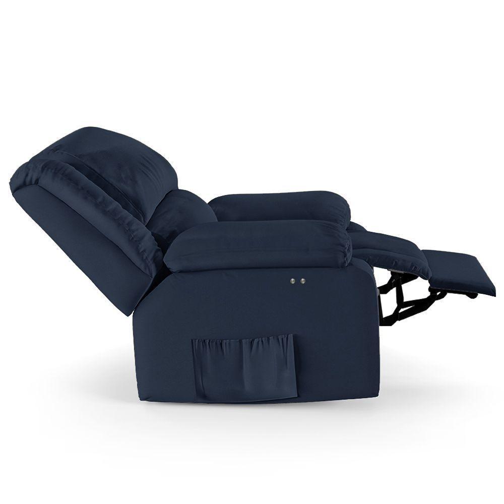 Poltrona Do Papai Reclinável Melim Power Touch Sintético Pu Fh1 - D'rossi Cor Azul - 2