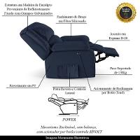 Poltrona Do Papai Reclinável Melim Power Touch Sintético Pu Fh1 - D'rossi Cor Azul - 6