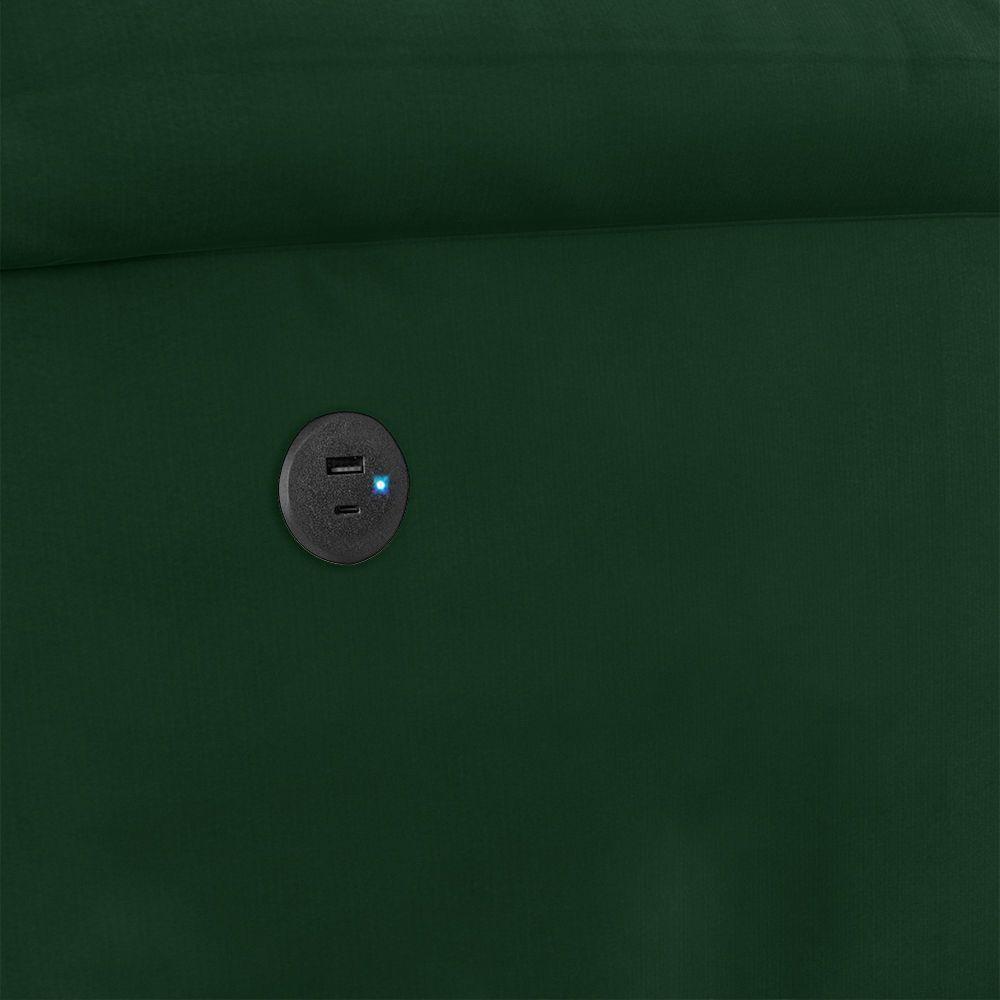 Poltrona Do Papai Reclinável Melim Power Elétrica Usb Veludo Fh1 - D'rossi Cor Verde - 4