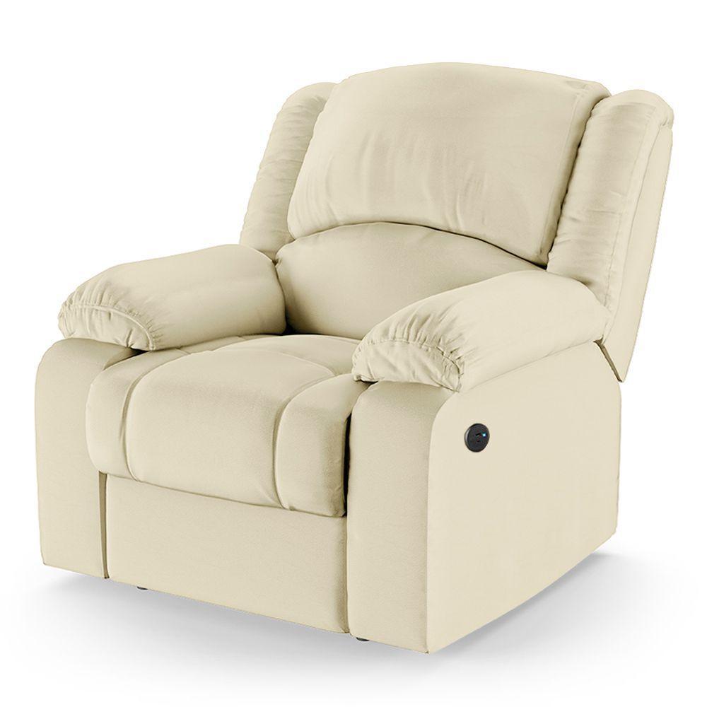 Poltrona Do Papai Reclinável Melim Power Elétrica Usb Pu Fh1 - D'rossi Cor Bege - 1