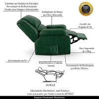 Poltrona Do Papai Reclinável Melim Power Elétrica Pu Verde Musgo Fh1 - D'rossi - 8