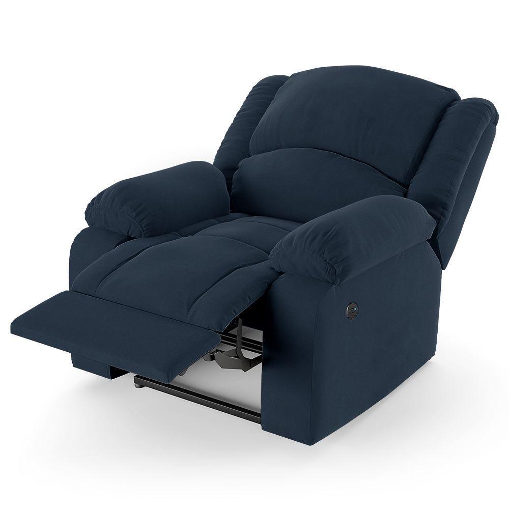 Poltrona Do Papai Reclinável Melim Power Elétrica Usb Veludo Fh1 - D'rossi Cor Azul - 3