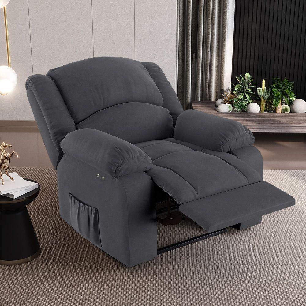 Poltrona Do Papai Reclinável Melim Power Touch Veludo Fh1 - D'rossi Cor Cinza - 7