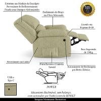 Poltrona Do Papai Reclinável Melim Power Elétrica Usb Linho Fh1 - D'rossi Cor Bege - 6