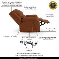 Poltrona Do Papai Reclinável Melim Power Touch Veludo Fh1 - D'rossi Cor Terracota - 6