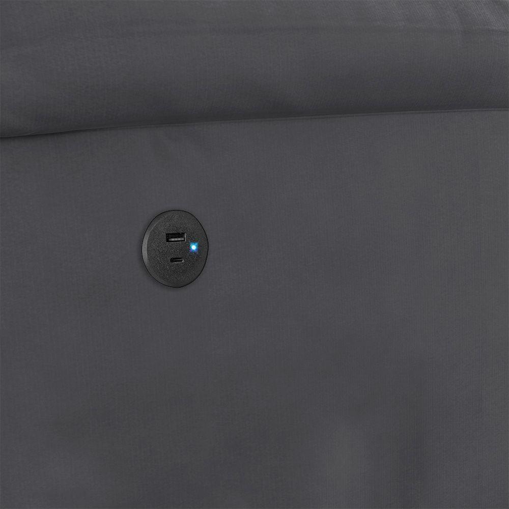 Poltrona Do Papai Reclinável Melim Power Touch Usb Veludo Cinza Fh1 - D'rossi - 2