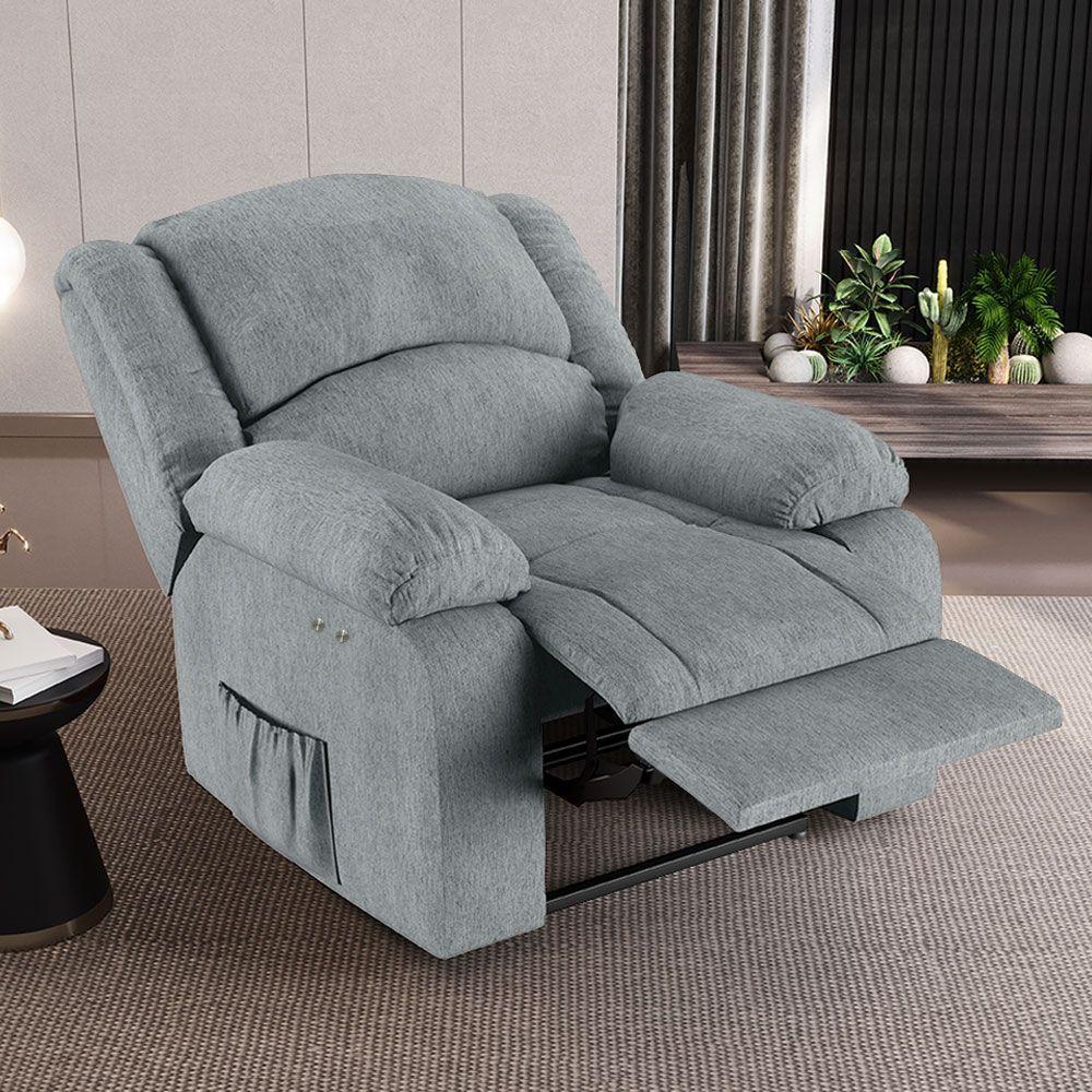 Poltrona Do Papai Reclinável Melim Power Touch Linho Fh1 - D'rossi Cor Cinza - 4