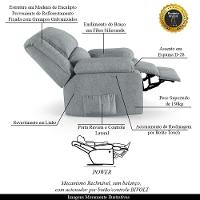 Poltrona Do Papai Reclinável Melim Power Touch Linho Fh1 - D'rossi Cor Cinza - 3