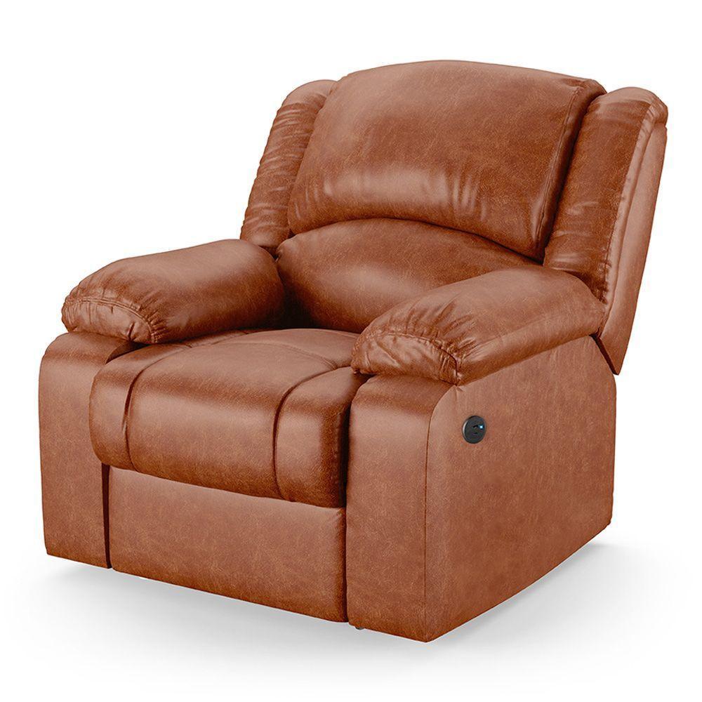Poltrona Do Papai Reclinável Melim Power Elétrica Usb Pu Caramelo Brilho Fh1 - D'rossi - 1