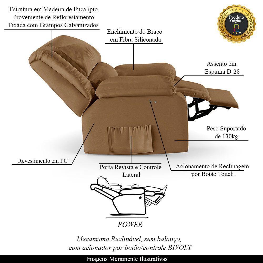 Poltrona Do Papai Reclinável Melim Power Touch Sintético Pu Fh1 - D'rossi Cor Caramelo - 6