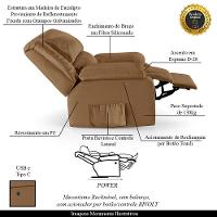 Poltrona Do Papai Reclinável Melim Power Touch Usb Pu Fh1 - D'rossi Cor Caramelo - 6