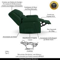 Poltrona Do Papai Reclinável Melim Power Touch Usb Veludo Fh1 - D'rossi Cor Verde - 6