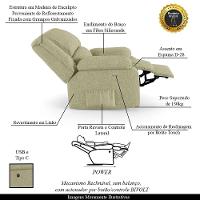 Poltrona Do Papai Reclinável Melim Power Touch Usb Linho Fh1 - D'rossi Cor Bege - 6