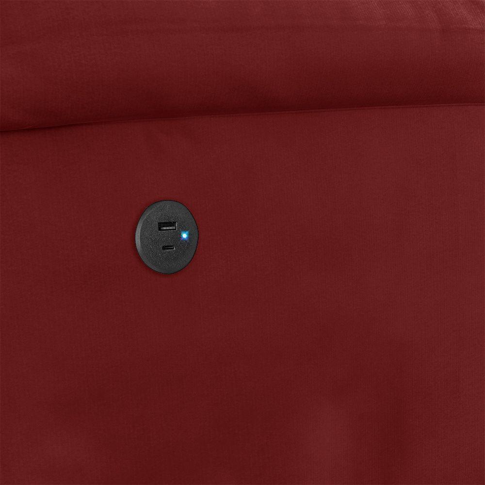 Poltrona Do Papai Reclinável Melim Power Touch Usb Veludo Fh1 - D'rossi Cor Vermelho - 7