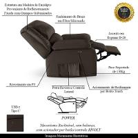 Poltrona Do Papai Reclinável Melim Power Touch Usb Pu Marrom Fh1 - D'rossi - 6