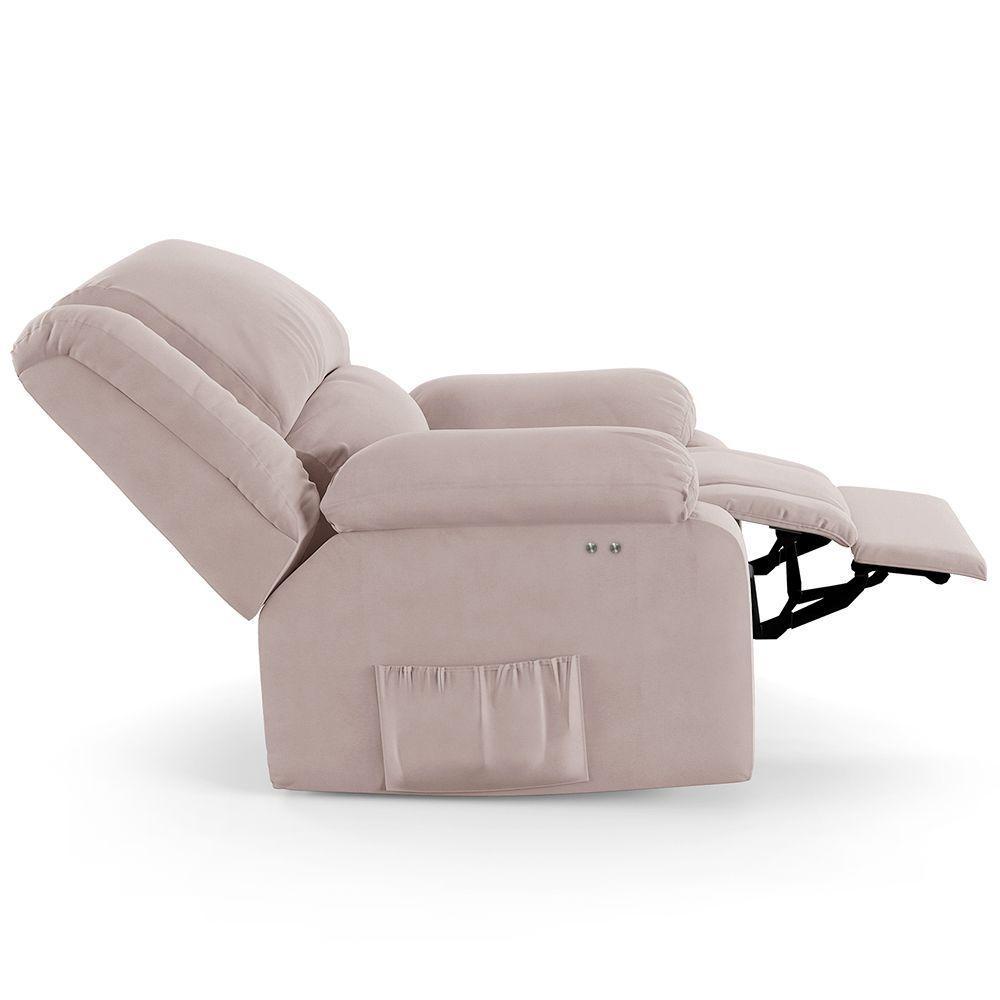 Poltrona Do Papai Reclinável Melim Power Touch Usb Veludo Fh1 - D'rossi Cor Rose - 2
