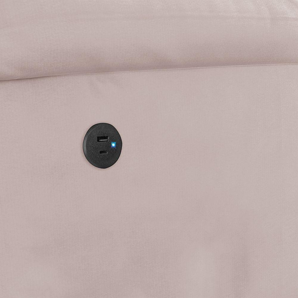 Poltrona Do Papai Reclinável Melim Power Touch Usb Veludo Fh1 - D'rossi Cor Rose - 4