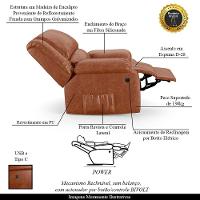 Poltrona Do Papai Reclinável Melim Power Elétrica Usb Pu Fh1 - D'rossi Cor Caramelo