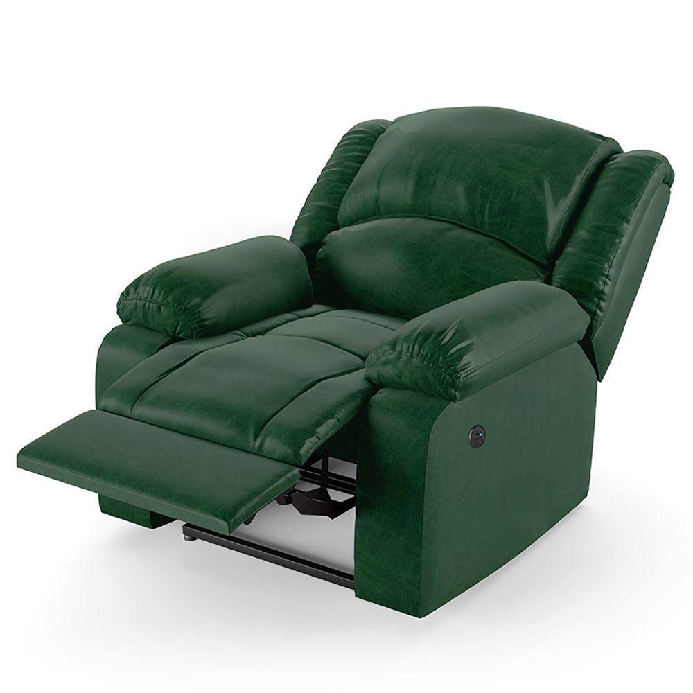 Poltrona Do Papai Reclinável Melim Power Elétrica Usb Pu Verde Musgo Fh1 - D'rossi - 3