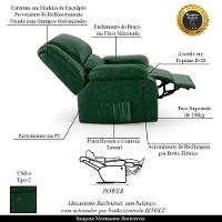 Poltrona Do Papai Reclinável Melim Power Elétrica Usb Pu Verde Musgo Fh1 - D'rossi - 6