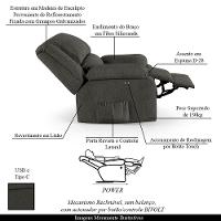Poltrona Do Papai Reclinável Melim Power Touch Usb Linho Fh1 - D'rossi Cor Grafite - 3