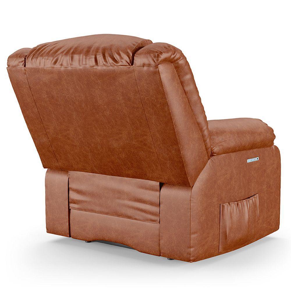 Poltrona Do Papai Reclinável Melim Power Touch Usb Pu Fh1 - D'rossi Cor Caramelo - 5