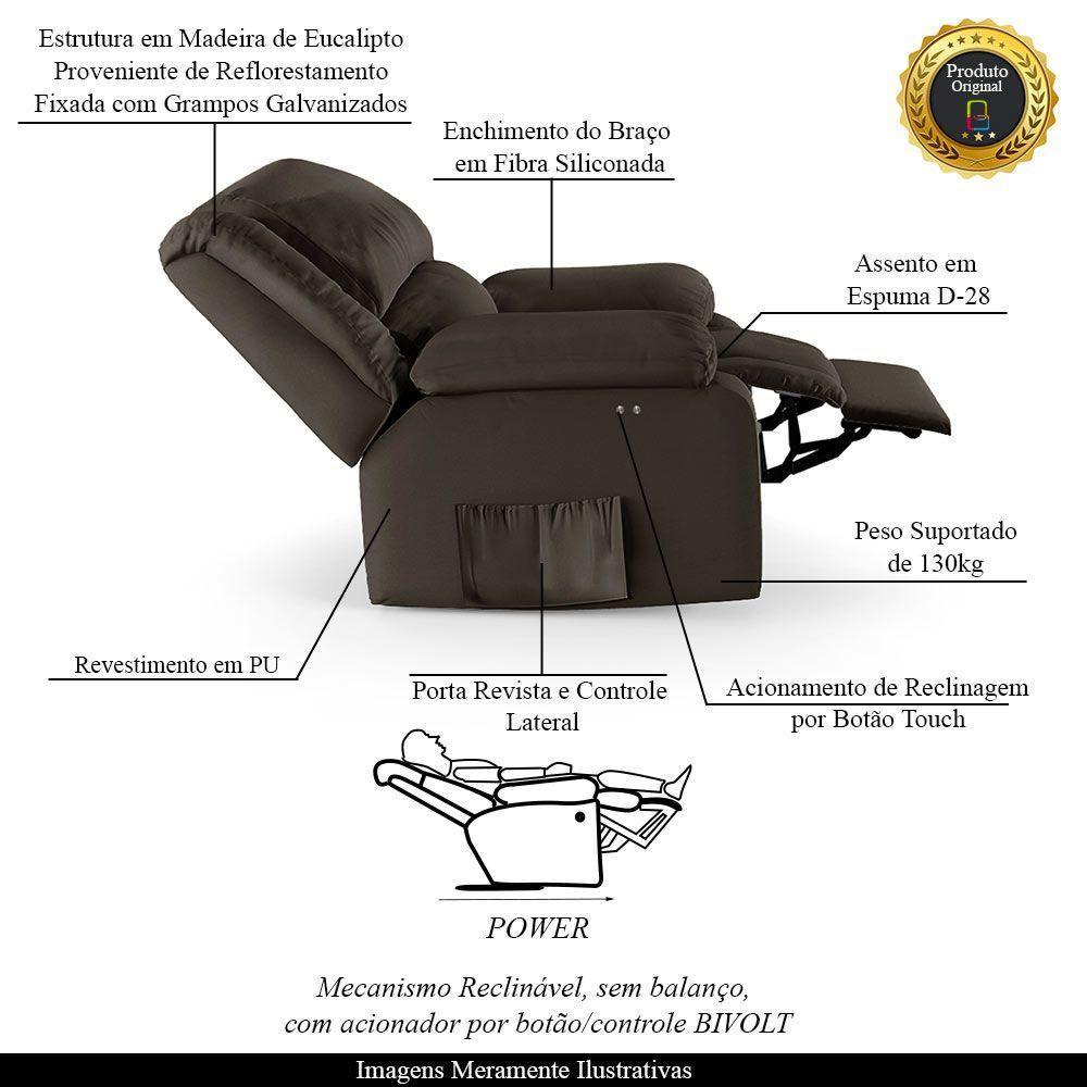 Poltrona Do Papai Reclinável Melim Power Touch Pu Marrom Fh1 - D'rossi - 6