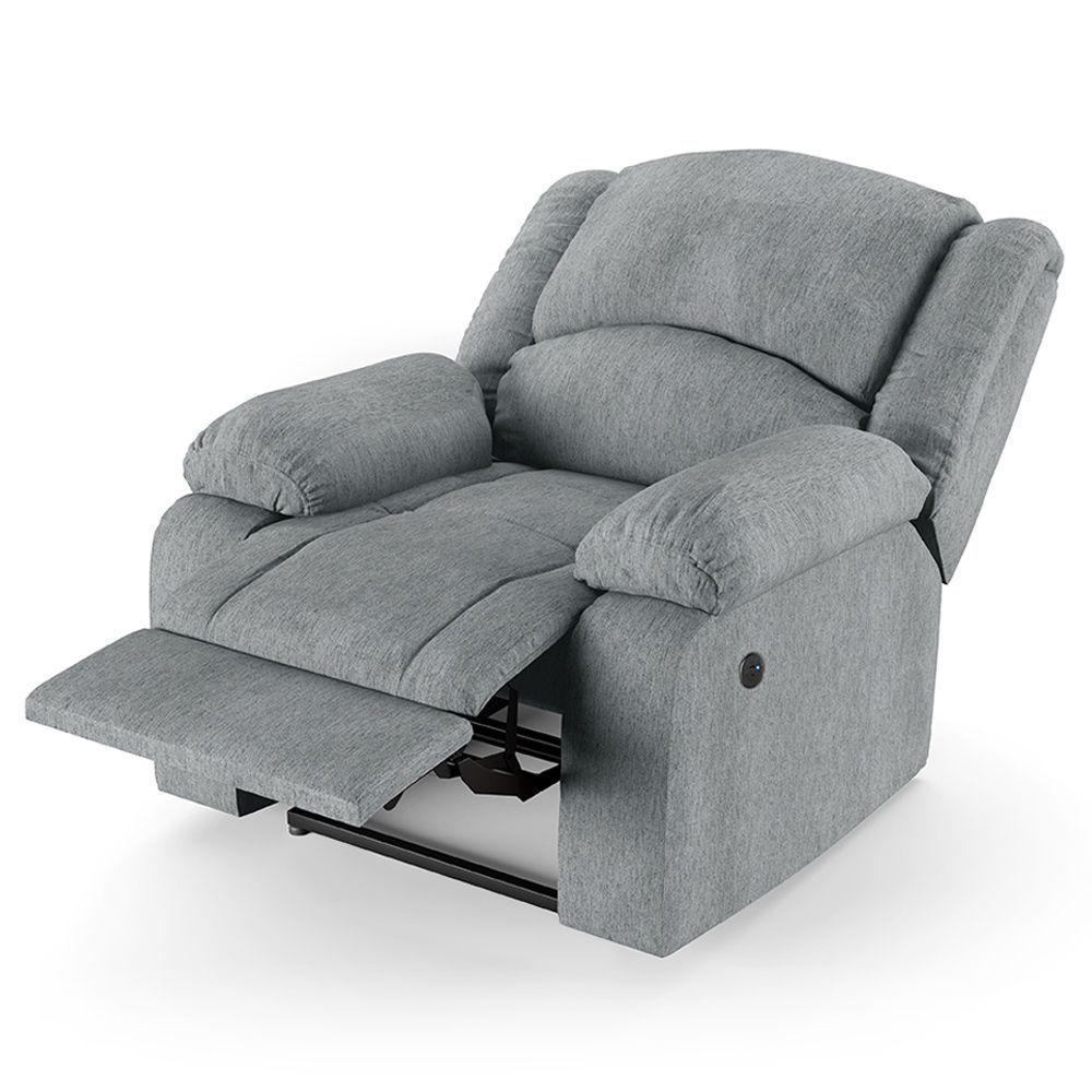Poltrona Do Papai Reclinável Melim Power Elétrica Usb Linho Fh1 - D'rossi Cor Cinza - 2