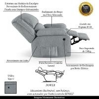 Poltrona Do Papai Reclinável Melim Power Elétrica Usb Linho Fh1 - D'rossi Cor Cinza - 8
