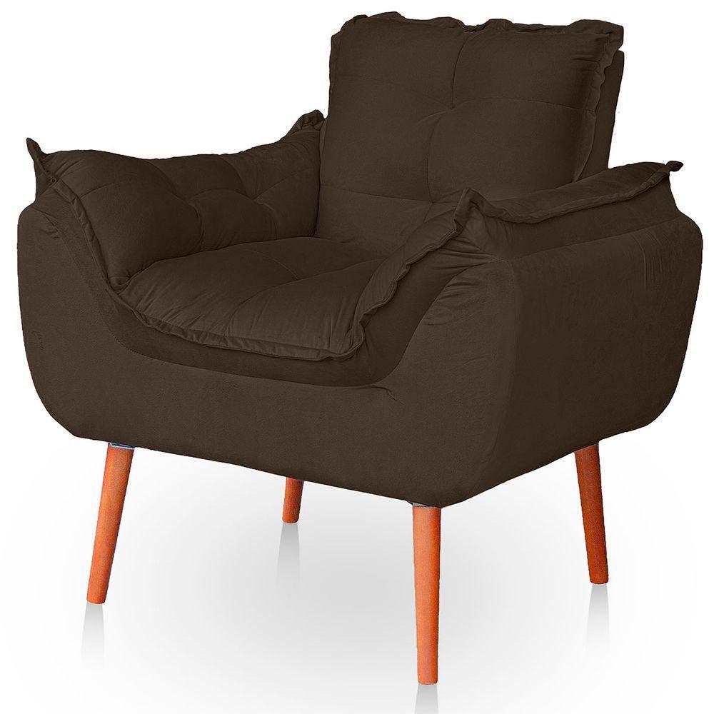 Poltrona Opala Para Sala Confortável Resistente Veludo Cor Capuccino - 1