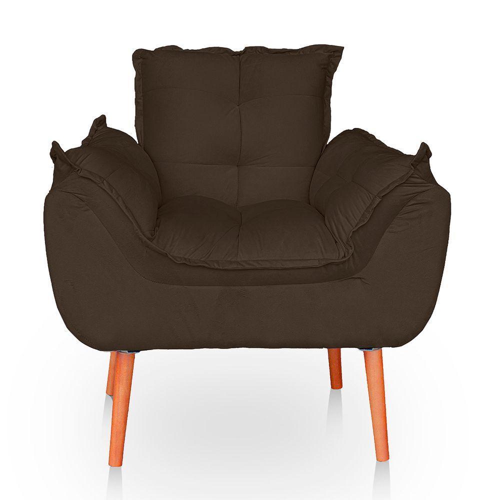 Poltrona Opala Para Sala Confortável Resistente Veludo Cor Capuccino - 3