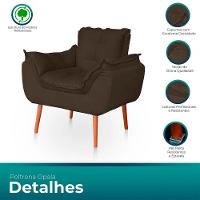 Poltrona Opala Para Sala Confortável Resistente Veludo Cor Capuccino