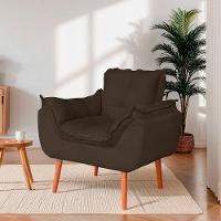 Poltrona Opala Para Sala Confortável Resistente Veludo Cor Capuccino - 5