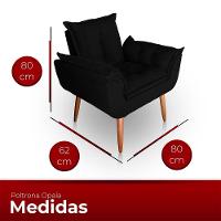 Poltrona Opala Para Sala Com Puff Reforçada Suede Cor Preto - 2