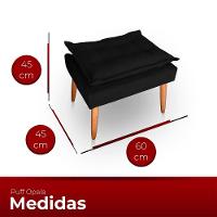 Poltrona Opala Para Sala Com Puff Reforçada Suede Cor Preto - 3